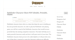 Desktop Screenshot of pathfindercharactersheets.com